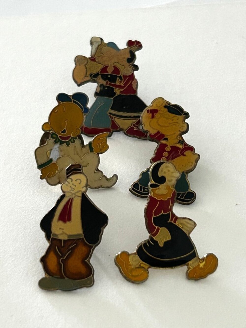 Vintage 80's Popeye Character Pin Set Olive Oyl Wimpy Bluto SweePea 5 Pins